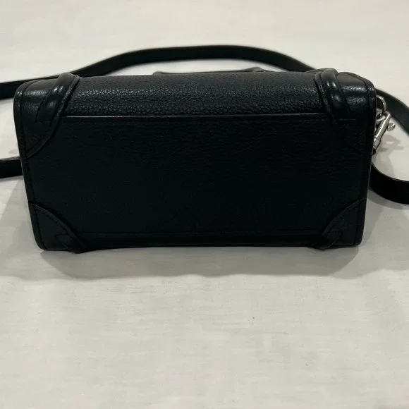 CELINE Drummed Calfskin Nano Luggage Black Bag - Picture 15 of 15